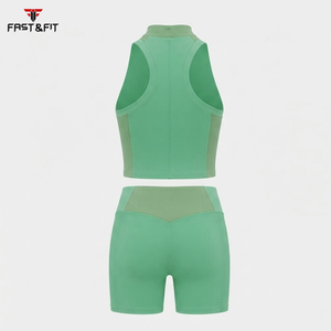 Ensemble de soutien-gorge et short de yoga pour femmes, design personnalisé, sans col, haute qualité, 100% coton, vêtements de sport sans couture, motif uni - Product Image 5