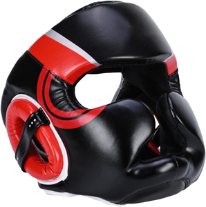 Nouveauté : Protège-têtes en cuir - Casque de kickboxing - Protection intégrale du menton - Casque de boxe personnalisé imprimé - Portable - Product Image 1