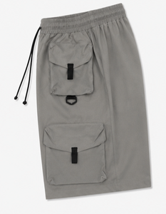Shorts Bermuda Noirs pour Hommes, Taille Mi-Haute, Cordon de Serrage, Coton Brodé Palmiers, Style Décontracté - Product Image 3