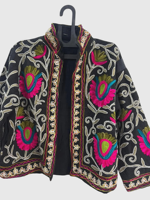 Veste en coton brodée à la main, manches longues, col mandarin, motif floral, grande taille, vêtements d'automne pour femmes