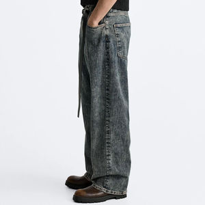 2025 Wholesale Rate Wide Leg Casual Denim <b>Jeans</b> Pants for <b>Men</b> / Best Price Stylish Faded Washed Street Wear <b>Jeans</b> Pants for <b>Mens</b> - Product Image 3