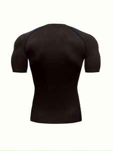 Camiseta de Compresión para Hombre, Corte Ajustado, Manga Corta, Diseño Sólido, Transpirable, para Correr, Gimnasio, Entrenamiento, Personalización Disponible - Product Image 2