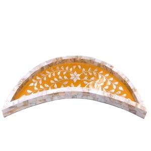 Plateaux indiens en nacre faits à la main de haute qualité, en forme de lune, avec incrustations de nacre, multi-usages, décoratifs, Mubkhar - Product Image 1