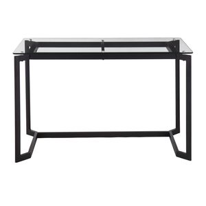 Bureau d'ordinateur moderne en acier noir Masters avec plateau en verre transparent – Design élégant - Product Image 5