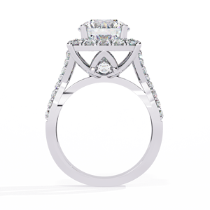 Bague de fiançailles en platine avec diamant rond taille brillant et serti halo, certifiée GIA, style classique pour femme - Product Image 4