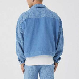 Fabricant direct d'usine de vestes : Nouvelle veste en jean vintage pour homme 2026 avec strass et effet vieilli, denim avec lavage personnalisé vieilli - Product Image 4