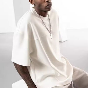 T-shirts tendance pour hommes 2026 – Tricotés, ultra-doux, respirants, de haute qualité, coupe oversize à épaules tombantes, en polyester/coton écologique - Product Image 4