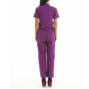 Ensemble de blouses et pantalons d'infirmière et de médecin pour femmes, violet, en polyester tissé, uniforme d'hôpital, blouses médicales sans couture - Product Image 3