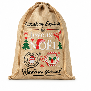 Natural <b>Jute</b> Christmas <b>Gift</b> Pouch 40x50 cm Drawstring <b>Bag</b> Un-laminated Festive <b>Gift</b> Sacks Custom Logo Screen Print Wholesale Bul - Product Image 2