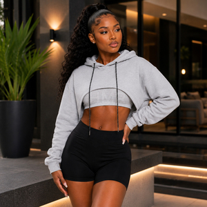 HMR Sorority Sisterhood Streetwear Cropped Hoodie 100% Coton Hiver Pull à Capuche Doublé Toile - Product Image 4