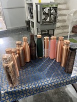 Bouteille d'eau potable en cuivre pur à 100 %, anti-fuite, qualité export