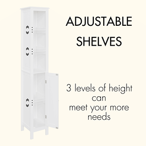 Mobiletto da Bagno Moderno Autoportante Alto 170 cm con 1 Anta, Ripiani Regolabili in MDF, Antiribaltamento, Scomparti Aperti, per Casa e Palestra - Product Image 3