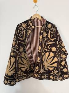 Elegant <b>Velvet</b> Suzani <b>Jacket</b> <b>Women</b> | Woven Floral Hand Embroidery Eco-Friendly Boho Winter Party Festival Wear - Product Image 2