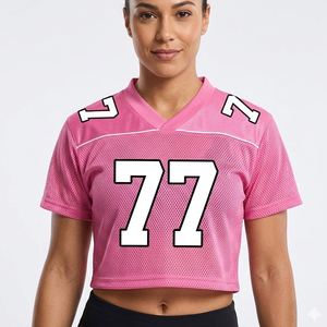 Camiseta Deportiva de Fútbol de Malla para Mujer, Top Corto Premium de Fútbol Americano, Jersey de Fútbol Americano con Cuello en V de Malla - Product Image 1