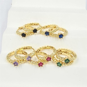 Dernières boucles d'oreilles en laiton à la mode 2024 avec zircone de couleur 14K plaqué or bijoux de pierre de naissance - Product Image 3