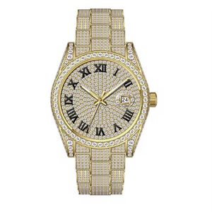 Montre homme personnalisée de luxe 41 mm, bracelet en acier inoxydable, cadran serti de moissanite, finition argentée, taille ronde brillante, couleur E - Product Image 2