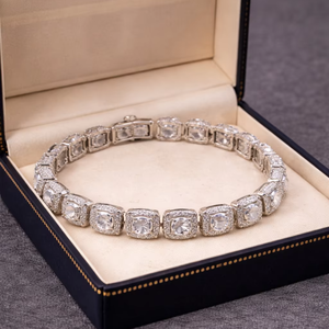 Bracelet tennis de luxe en or 10 carats avec diamants de laboratoire taille coussin de qualité supérieure 5-6 carats, serti, haut de gamme, pour soirée, cadeau, bijoux - Product Image 3