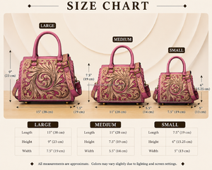 Cute Pink Hand Tooled Floral Pattern <b>Small</b> <b>Leather</b> Duffel <b>Bags</b> Western Style Gym Sports Daily Use Weekender Shoulder Handbags - Product Image 2