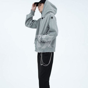 OEM Service <b>Thick</b> Custom Logo Vintage Distressed Acid Washed Loose <b>Hoodie</b> <b>Men</b> Streetwear Blank Sweatshirts Hoodies For <b>Men</b> - Product Image 2