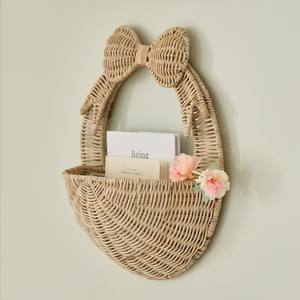 ตะกร้าหวายแขวนผนังสุดหรู ตะกร้าเก็บของตกแต่ง ตะกร้าจัดระเบียบหวายธรรมชาติ เหมาะสำหรับเก็บของติดผนังในห้องเด็ก - Product Image 2