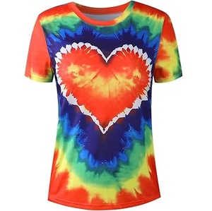 Camiseta de Moda con Diseño Único y Popular, Personalizada OEM, Tie Dye, Cuello Redondo, Manga Corta, 100% Algodón, Informal, para Mujer, en Venta - Product Image 1