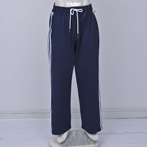 Pantalones Deportivos Azul Marino para Hombre, de Felpa, Pierna Ancha, Cintura Elástica con Cordón, Franja Lateral, Casuales, de Secado Rápido, Transpirables, Peso Medio - Product Image 1