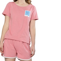 Pyjama pour femmes, vêtements de nuit, coton biologique, taille élastique, motif imprimé personnalisé, haute qualité, vente en gros, ensemble de pyjama d'été