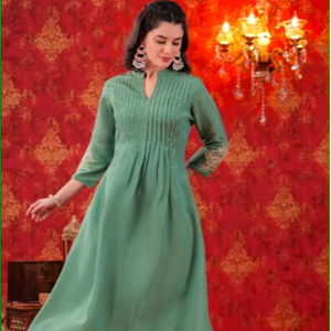 Conjunto de Kurta Angoori con Dupatta de Organza - Product Image 1