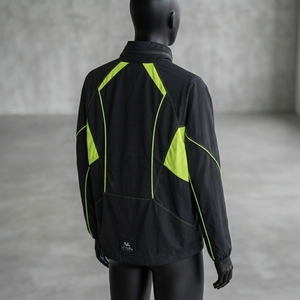 <b>Men</b> Black Lime Green Color Block Windbreaker <b>Jacket</b> Full Zip Mesh Panel Lightweight <b>Running</b> Sports <b>Jacket</b> - Product Image 2