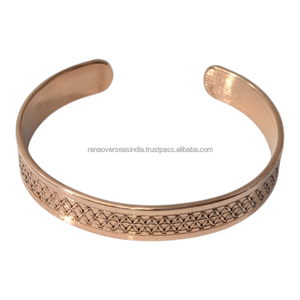 Brazalete Abierto Ajustable Hecho a Mano de Cobre Puro de Inspiración Vintage para Alivio del Dolor de Artritis Reumática - Product Image 3