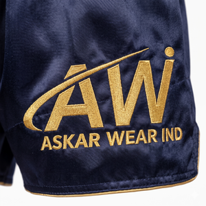 Shorts de boxe unisexe Askar bleu marine coupe classique imprimé numérique devant 100% polyester élasthanne 140g léger respirant séchage rapide - Product Image 4