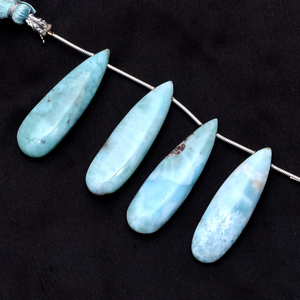 Cuentas de Larimar en forma de pera, lisas, tipo briolette, de 12x35 mm, color azul natural, piedra semipreciosa, cuentas sueltas en forma de lágrima para la elaboración de joyería. - Product Image 3