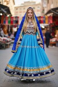 Robe afghane Kuchi vintage ethnique, broderie artisanale, ceinture, longueur maxi, manches longues, robe de soirée modeste pour femmes. - Product Image 6