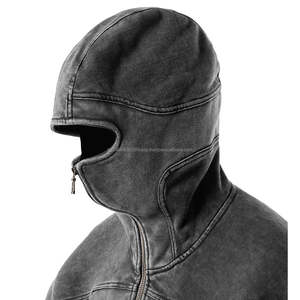 Sweat à capuche vintage surdimensionné avec épaules tombantes, lavé à l'acide, avec ouverture pour les yeux, vente en gros sur mesure - Product Image 5