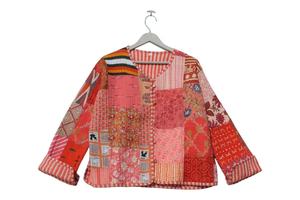 Nueva llegada indio hecho a mano estilo bohemio chaqueta acolchada algodón Floral Patchwork abrigo largo para Otoño Invierno tejido diseño Floral - Product Image 3