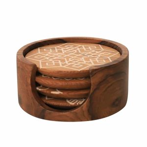 Refined Wooden Coaster Collection Designed For Coffee Cups Tea Mugs And Stylish <b>Table</b> Surface Preservation - Product Image 5