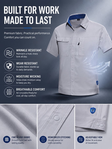 Men Short Sleeve Work Coverall Anti Static 100% Polyester Utility Uniform Button up Chest Pocket for Workshop Made Bangladesh - Product Image 5