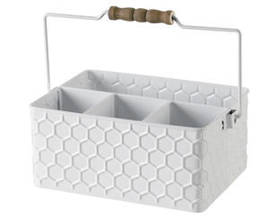 Cesta de almacenamiento rectangular de alambre con 5 compartimentos, soporte para utensilios, organizador de cocina, estilo industrial multiusos - Product Image 3