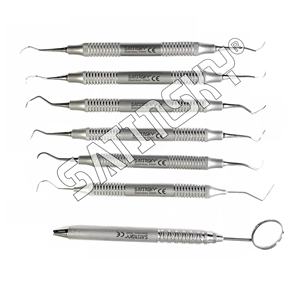 Ensemble de 7 curettes Gracey Détartreurs péridonaux Manche creux Hygiène parodontale Instrument dentaire Acier inoxydable - Product Image 2