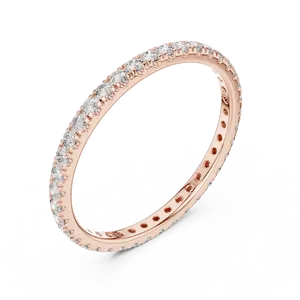 Anillo de Eternidad Delgado con Corte en U y Diamantes Cultivados en Laboratorio, Oro Sólido de 18K, Anillo Apilable Unisex, Delicado y Fino, Regalo de Aniversario de Bodas - Product Image 6