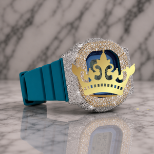 Factory Wholesale Luxury Diamond Digital Watch, Blue Strap, Full Iced Out Sports Timepiece - Product Image 2