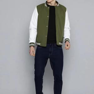 High Quality Front Button up <b>Wool</b> Body and Sleeves Letter Embroidery Men's Letterman Varsity Jacket at Wholesale 2022 - Product Image 4