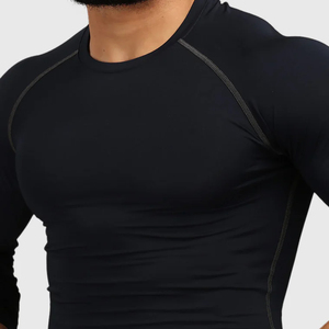 Camiseta de Compresión de Manga Larga para Hombre, Estilo 2026, Color Liso, Algodón y Elastano, Cuello Redondo, en Oferta a Precios Bajos - Product Image 2