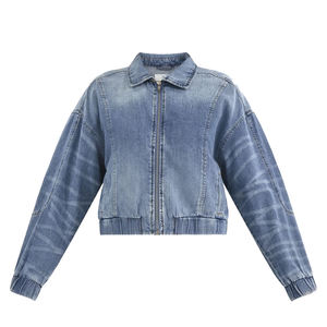 High Quality Custom Street Fashion Denim <b>Jacket</b> Coat for Women New Arrival OEM Casual Streetwear Cotton Cropped <b>Long</b> Denim - Product Image 2
