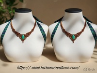 Collier en macramé fait main avec pierre précieuse turquoise, style bohème, réglable, bijoux de guérison