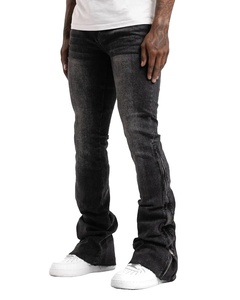 กางเกงยีนส์ผ้ายีนส์ผู้ชายทรงสลิมฟิตกางเกงส์แนวสตรีทระบายอากาศได้ดีมีซิปด้านล่างแบบกำหนดเอง - Product Image 3