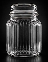 Pot en verre cannelé de qualité supérieure de 1055 ml pour le rangement des aliments, des fruits secs, des épices et l'organisation domestique dans la cuisine et le garde-manger