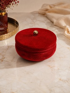 Urli de Té Rojo Terciopelo con Tapa, Acabado Exterior Rojo Terciopelo de Primera Calidad, Apto para Pedidos al por Mayor y en Grandes Cantidades - Product Image 2