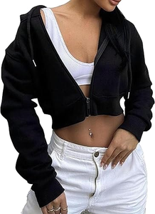 Custom Men's Cropped <b>Zip</b> Front Lined Cartoon Print Hoodie Manufacturer OEM ODM 350g Heavyweight Cotton Fleece Crop Hoodie Custom - Product Image 6