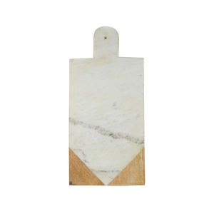Tabla de Cortar Rectangular de Madera Natural y Mármol Blanco Hecha a Mano en India, Duradera, Apta para Lavavajillas - Product Image 3